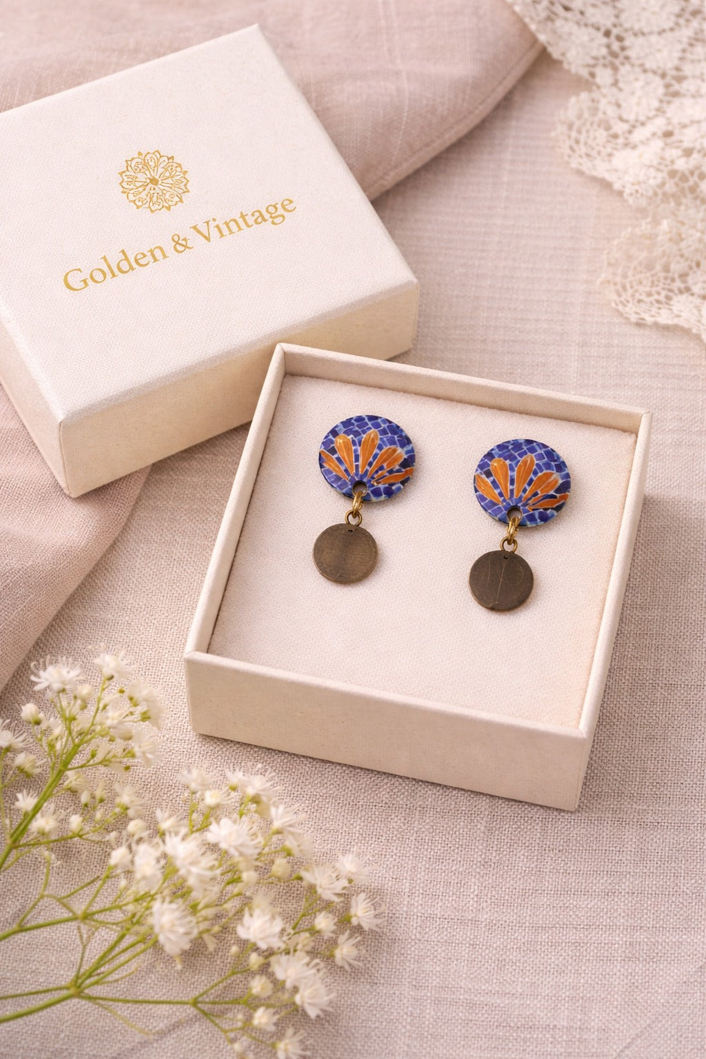 Minakari Earrings Design 1003 – Hand-Painted Persian Enamel Jewelry