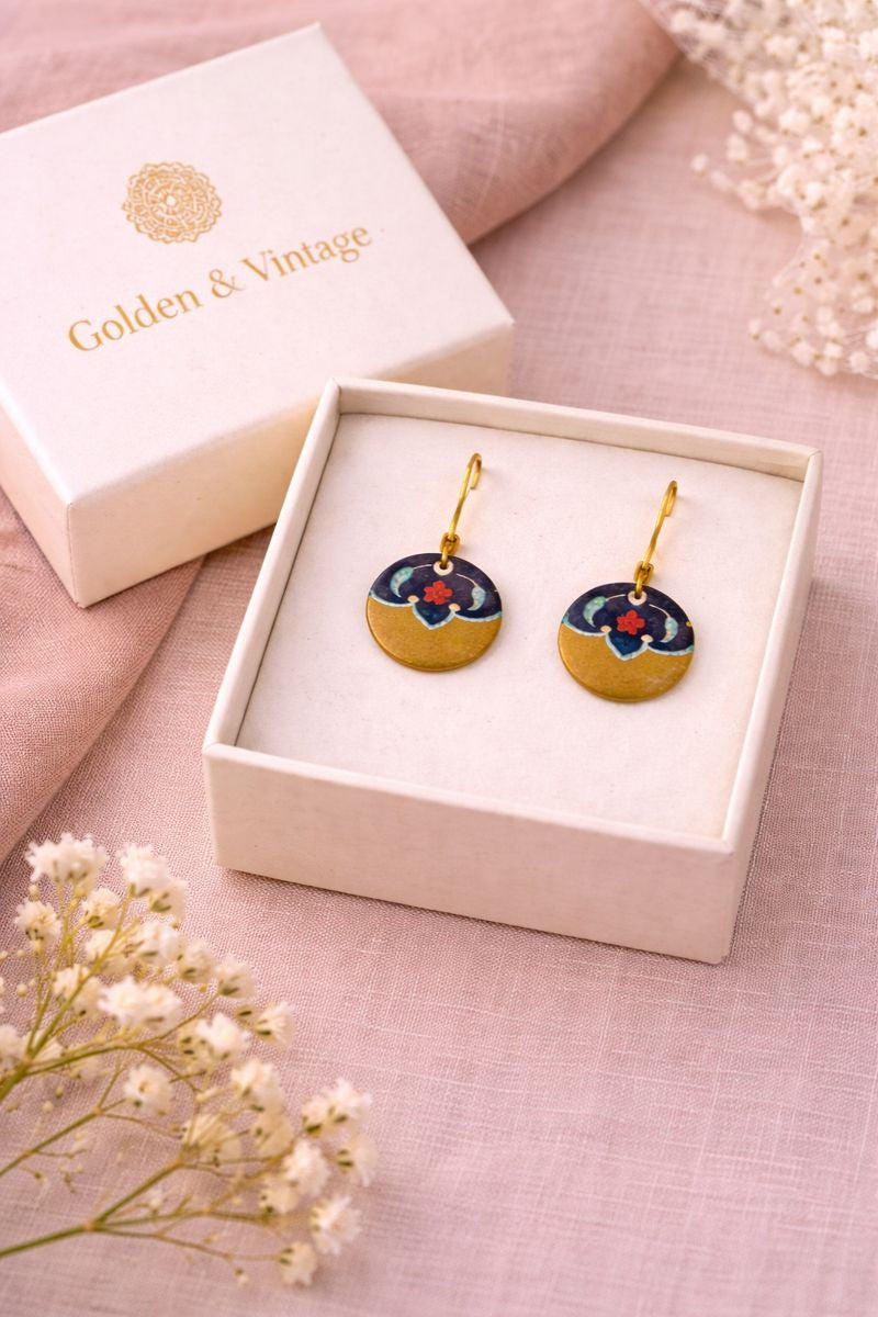 Minakari Earrings Design 1007 – Hand-Painted Persian Enamel Jewelry