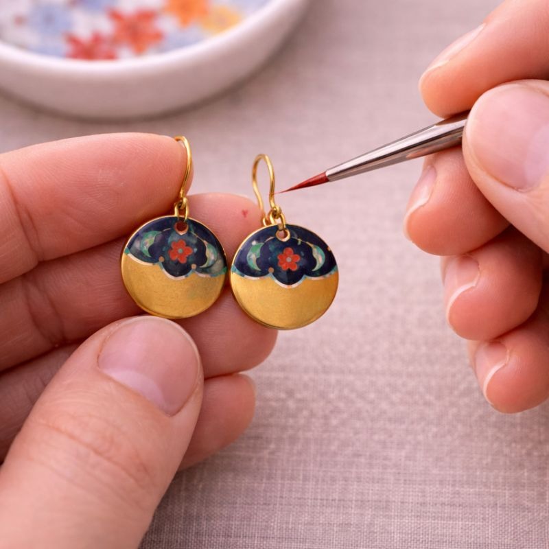 Minakari Earrings Design 1007 – Hand-Painted Persian Enamel Jewelry