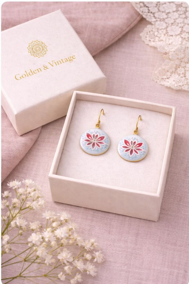 Minakari Earrings Design 1008 – Hand-Painted Persian Enamel Jewelry