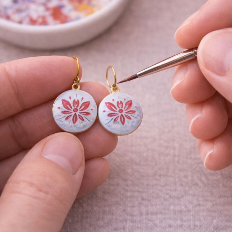 Minakari Earrings Design 1008 – Hand-Painted Persian Enamel Jewelry