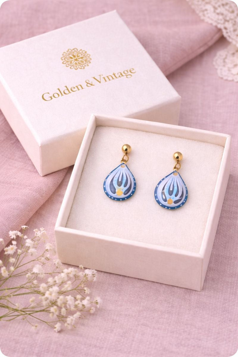 Minakari Earrings Design 1009 – Hand-Painted Persian Enamel Jewelry