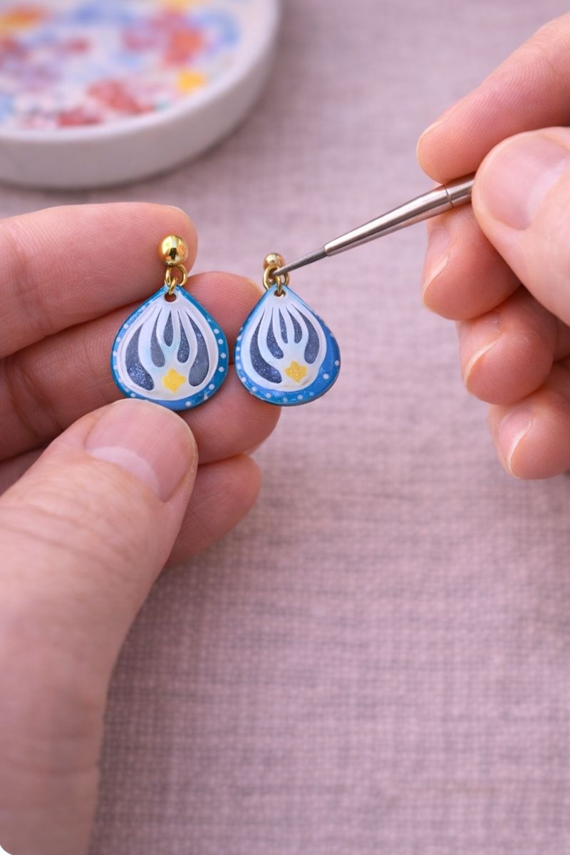 Minakari Earrings Design 1009 – Hand-Painted Persian Enamel Jewelry