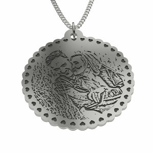 Engraved  Sterling Silver Photo Pendant - goldenandvintage-