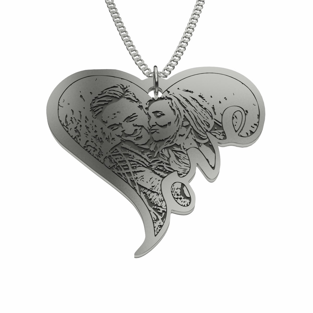 Engraved  Love Silver Pendant - goldenandvintage-
