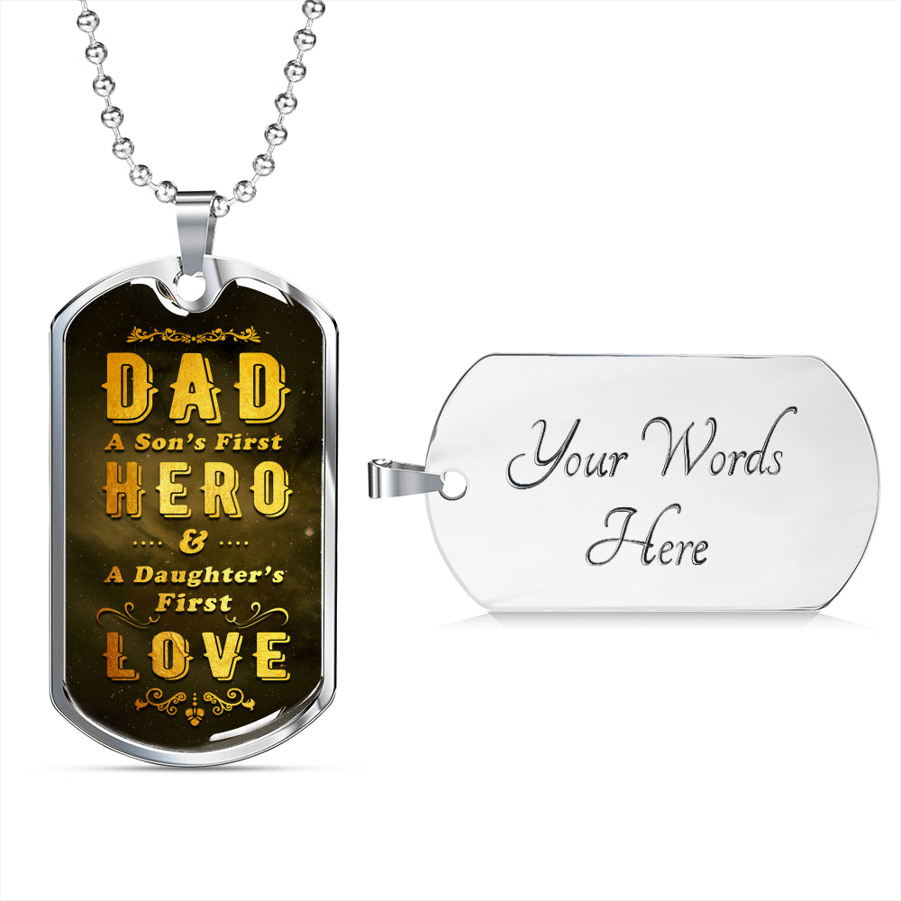 Dad is Son's First Hero Luxury Tag Personalized Gift For Dad