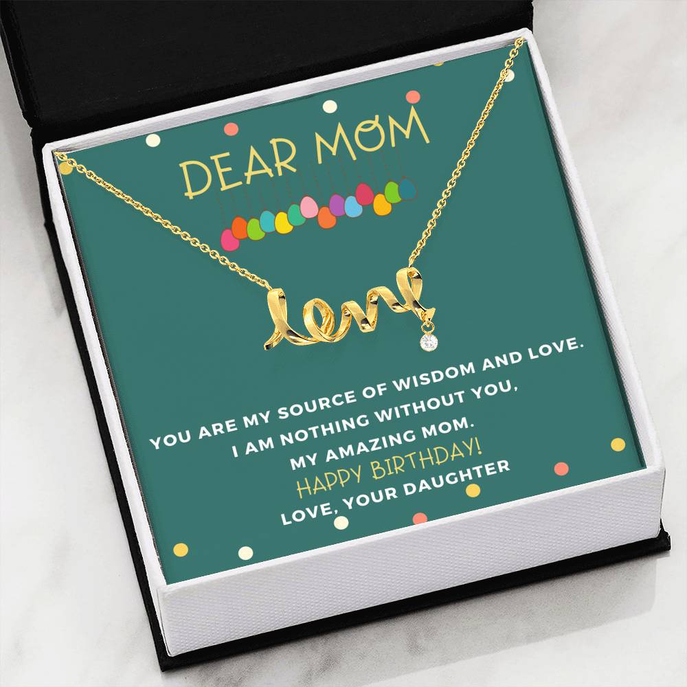 Amazing Scripted Love Pendant Necklace Birthday Gift From Daughter to Mom!