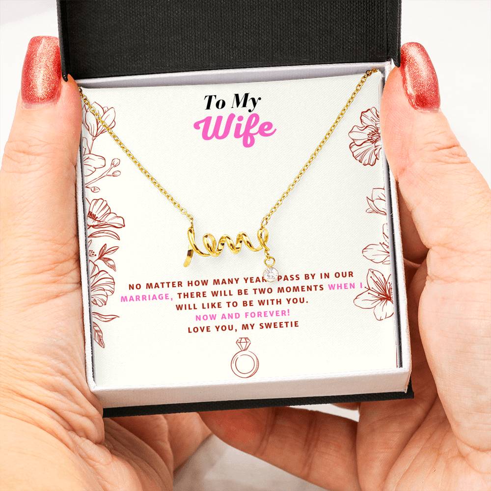 Amazing Anniversary Scripted Love Pendant Necklace Gift For Wife!