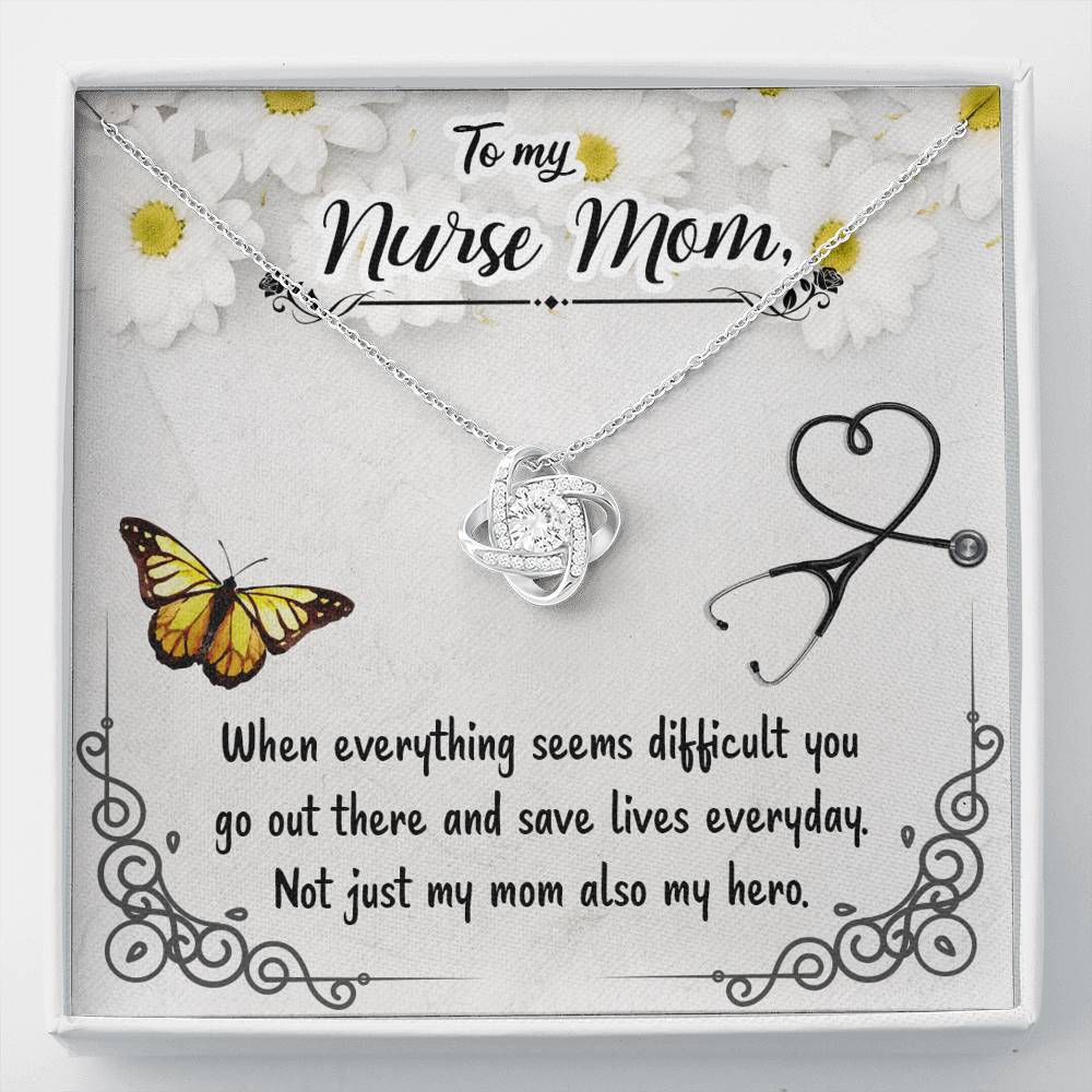 Love Knot Pendant Necklace Gift For My Hero Nurse Mom!
