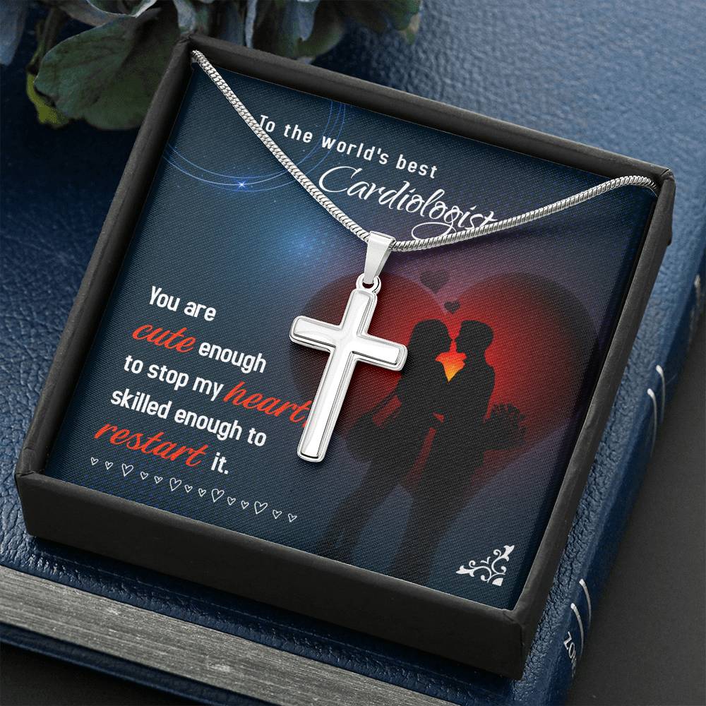 Artisan Crafted 14k White Gold Cross Necklace Gift
